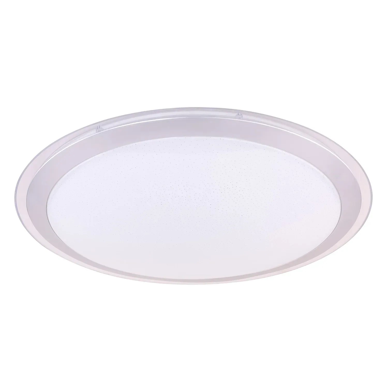 Weiße Globo LED-Deckenleuchte Carry, Ø 53cm, mit Fernbedienung und Sparkle-Dekor.