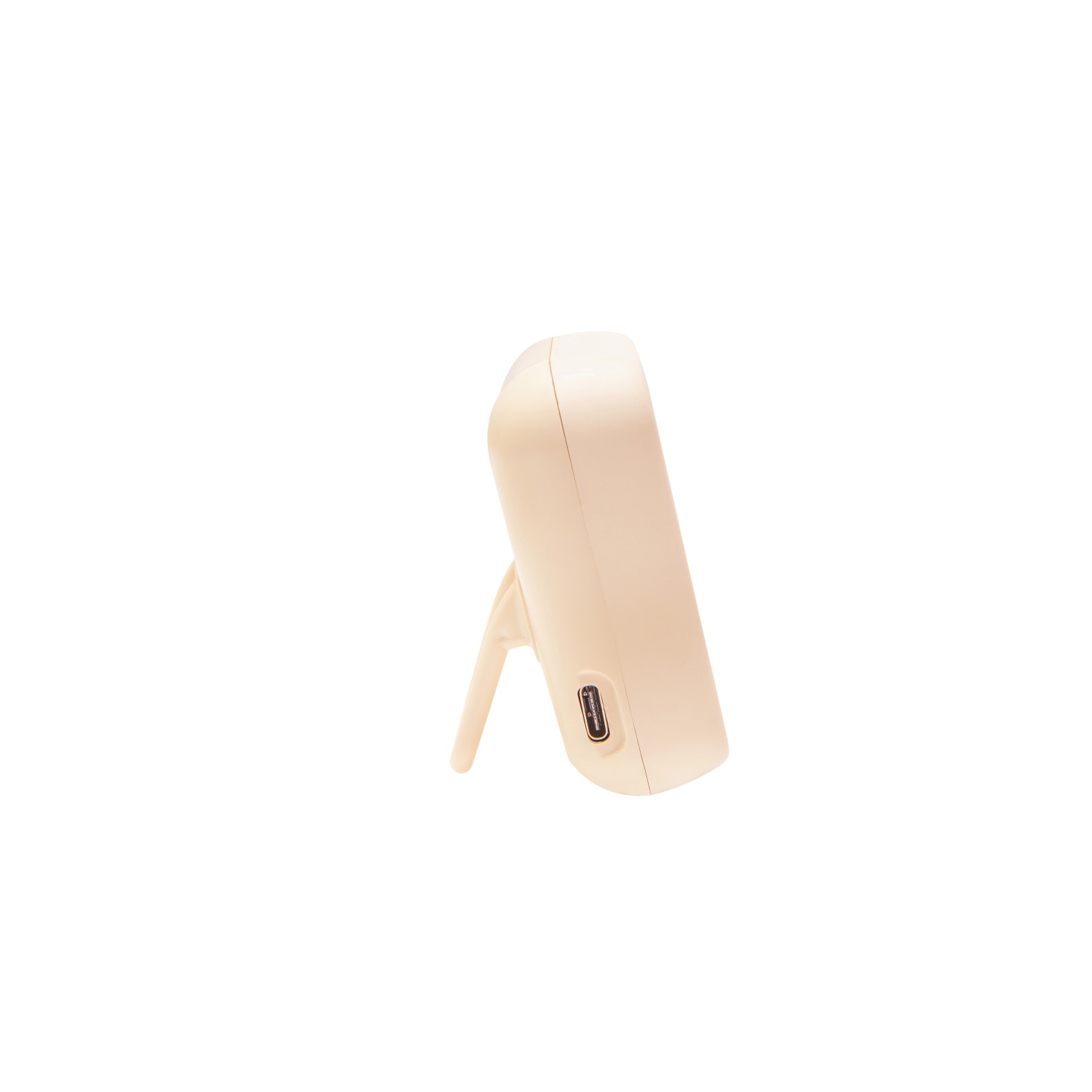 Shelly Temperatursensor Plus H&T G3 Beige, Seitenansicht mit USB-C Anschluss.