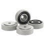 Dynavox Gerätefüße, 4er Set, silber, gerändelt, für HiFi-Geräte zur Vibrationsreduktion.