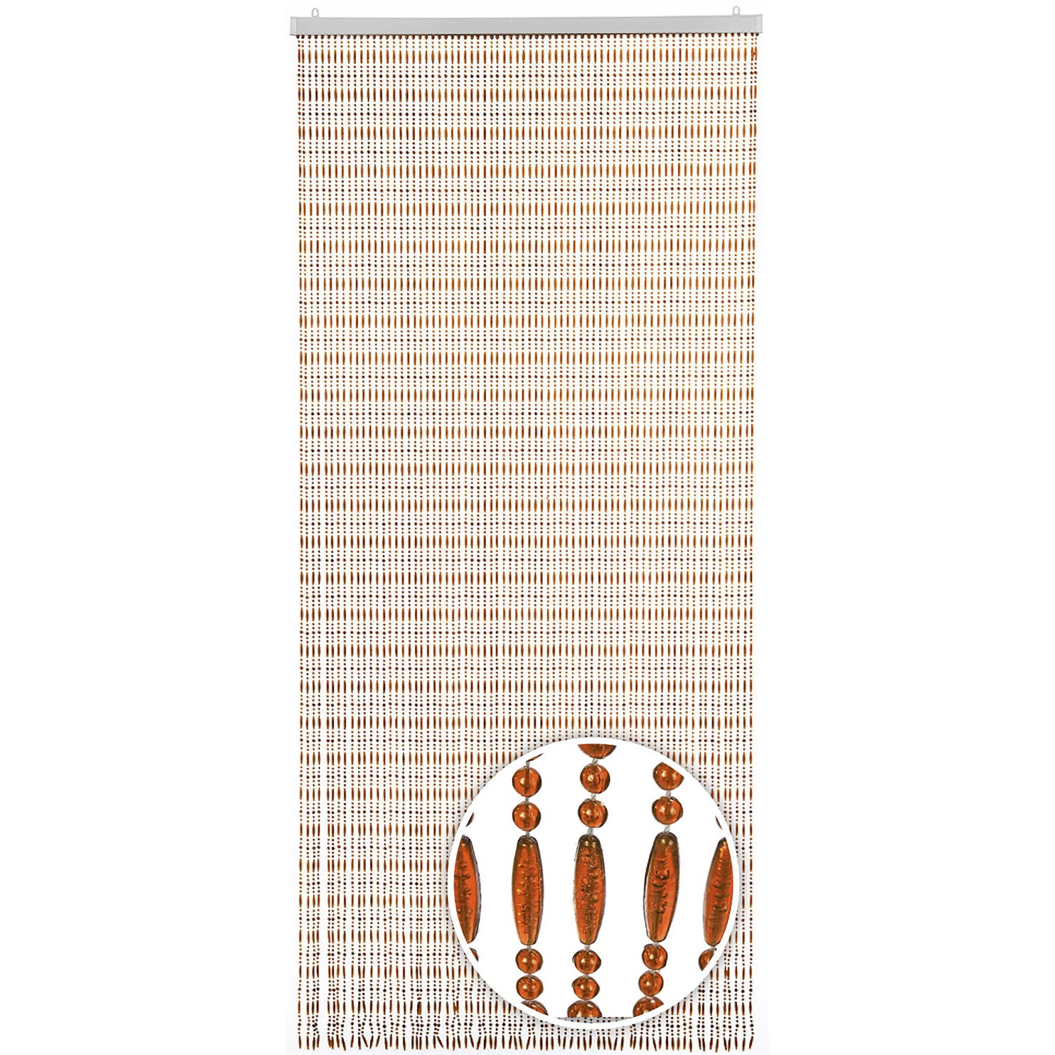 Kobolo Türvorhang AMBER, 90x200 cm, mit braunen Perlen als Insektenschutz und Deko.