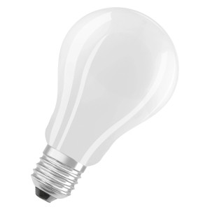 Osram LED-Leuchtmittel E27 in Kolbenform, warmweißes Licht für Wohnräume.