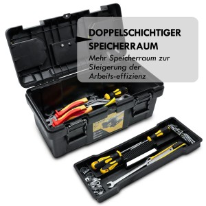 CCLIFE Werkzeugkoffer 16 Zoll Werkzeugbox Kunststoff mit Organizer Aufbewahrungsbox