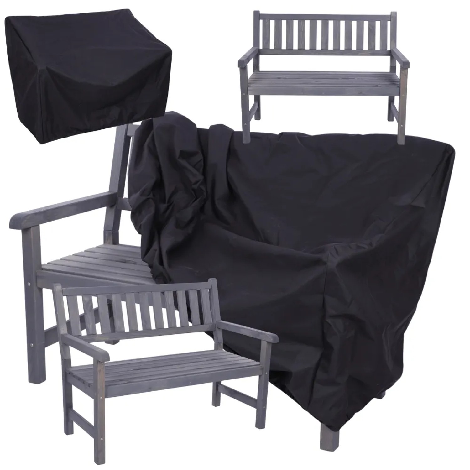 Graue PROREGAL Gartenbank Grana mit Cordura-Abdeckung, Möbel für Garten, Terrasse oder Balkon.