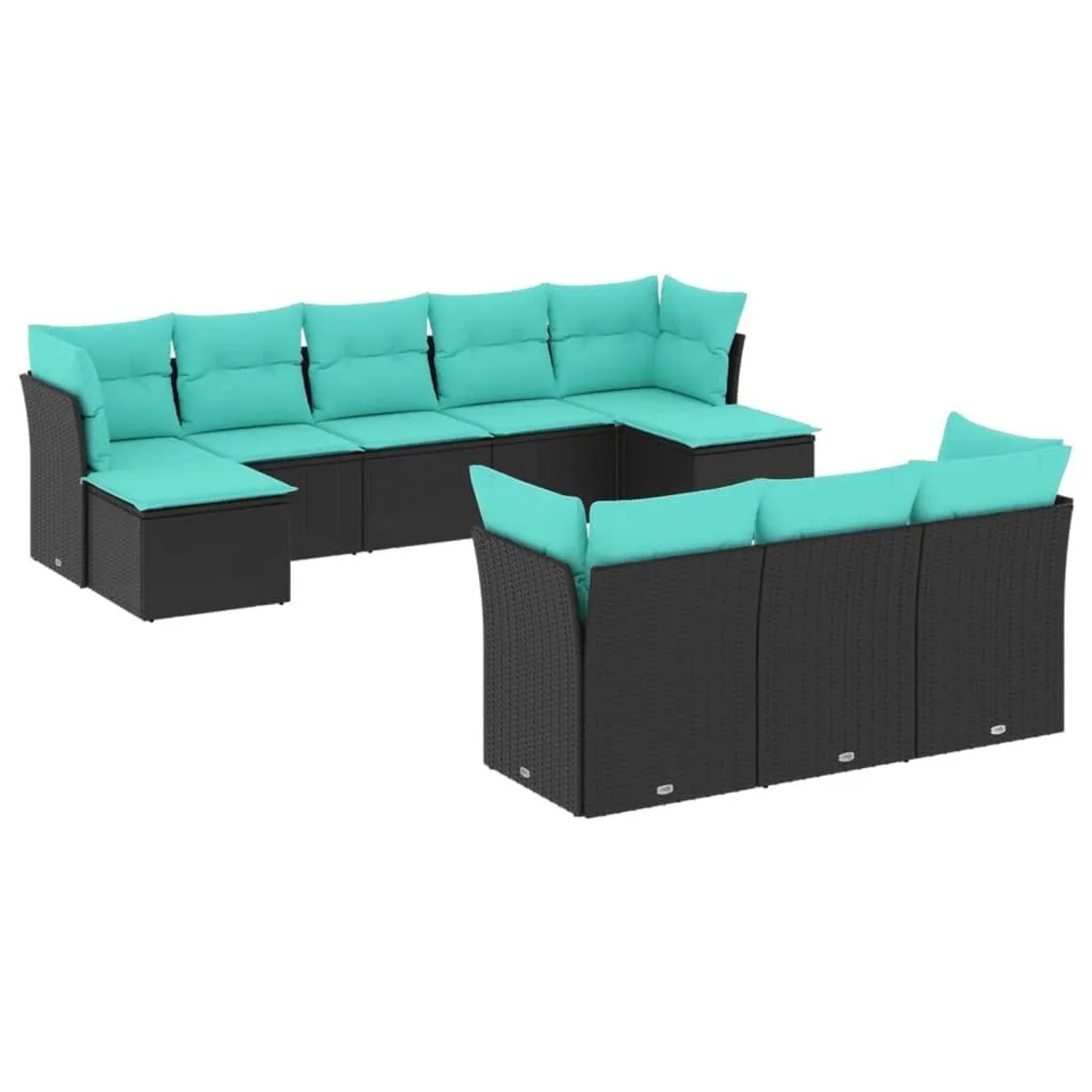 vidaXL 10-Tlg Gartensofa-Set mit Kissen Schwarz Polyrattan 3218327 günstig online kaufen
