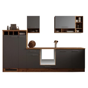 Graue Respekta Küchenzeile Hilde LBBEKB310EGC ohne E-Geräte, 310 cm breit.