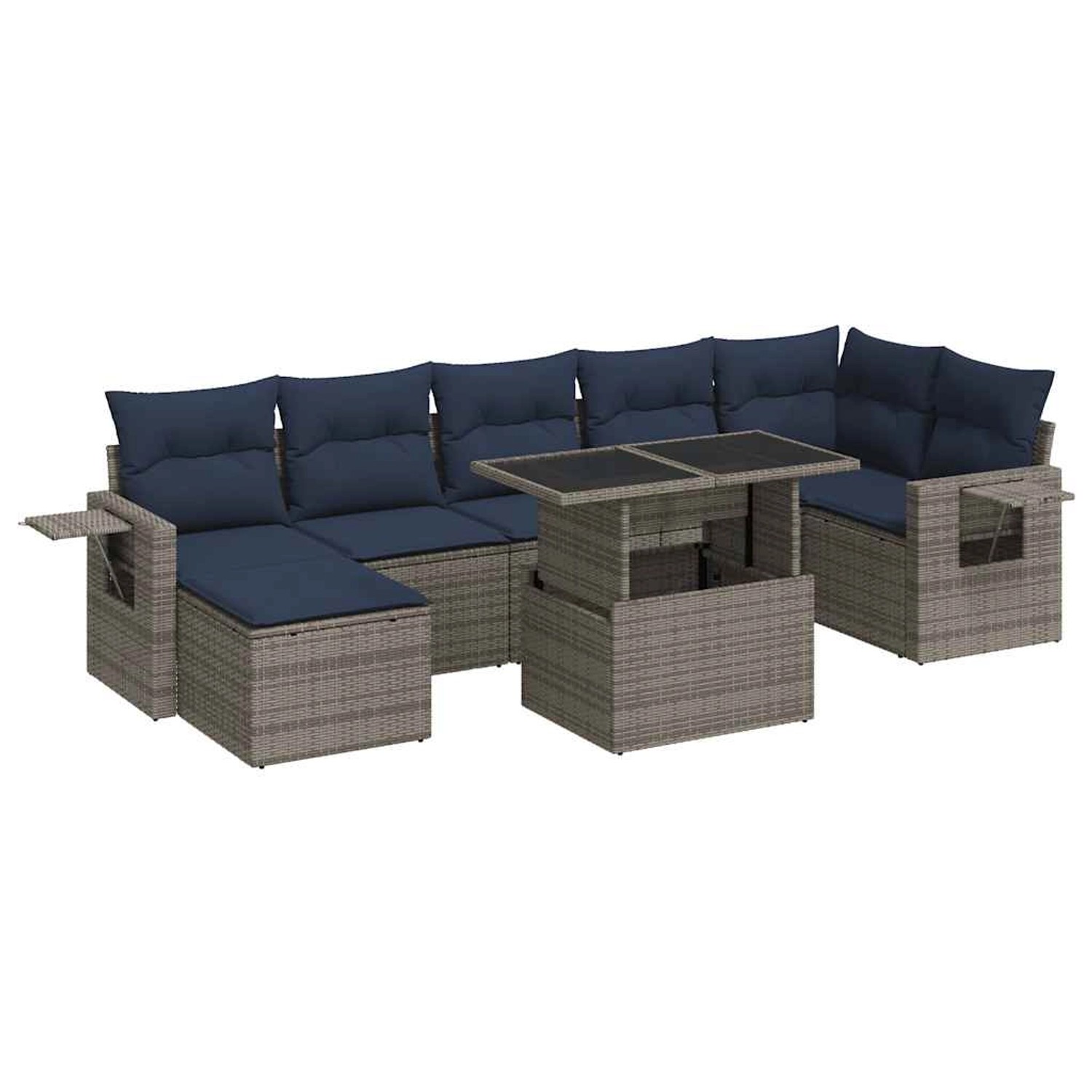 vidaXL 8-Tlg Garten-Sofagarnitur mit Kissen Grau Poly Rattan Akazie 3326522 günstig online kaufen