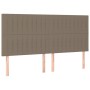 Boxspringbett Kopfteil in Taupe, Stoffbezug, Lattenrost sichtbar. Passend für Betten der Kategorie.