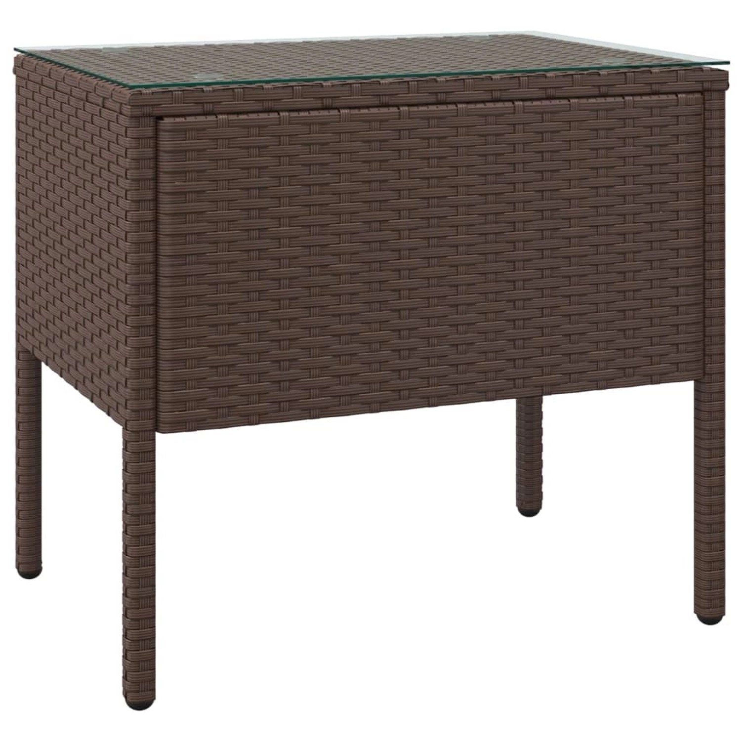 Vidaxl Beistelltisch Braun 53x37x48 Cm Poly Rattan Und Hartglas günstig online kaufen