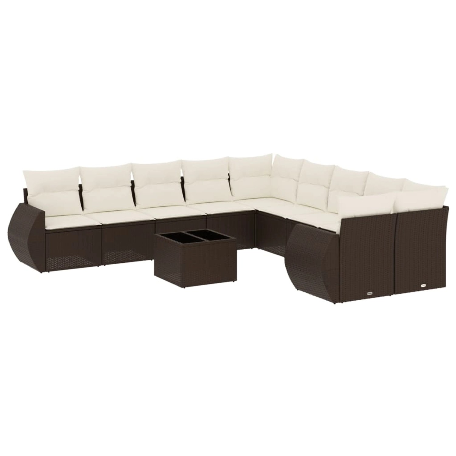 vidaXL 11-Tlg Garten-Sofagarnitur mit Kissen Braun Poly Rattan 3254260 günstig online kaufen