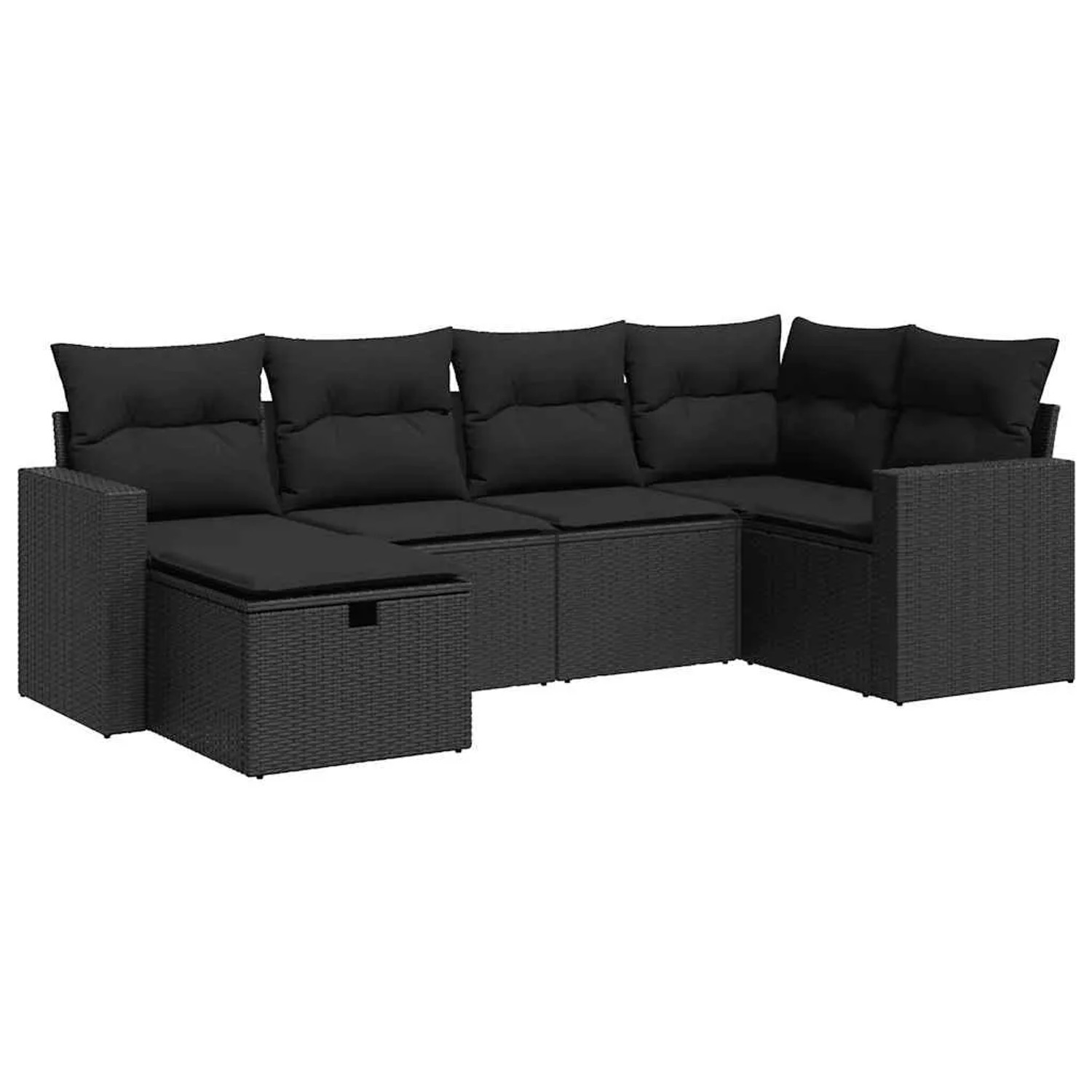 vidaXL 6-Tlg Garten-Sofagarnitur mit Kissen Schwarz Poly Rattan 3325381