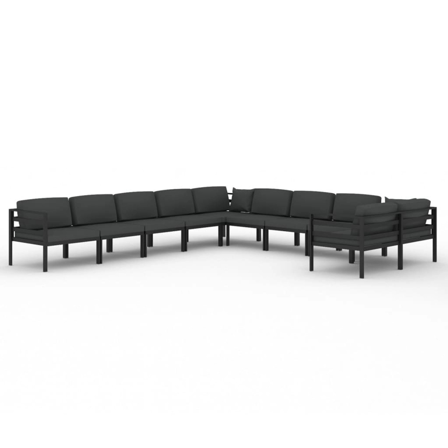 vidaXL 10-Tlg Garten-Lounge-Set mit Kissen Aluminium Anthrazit 3107827