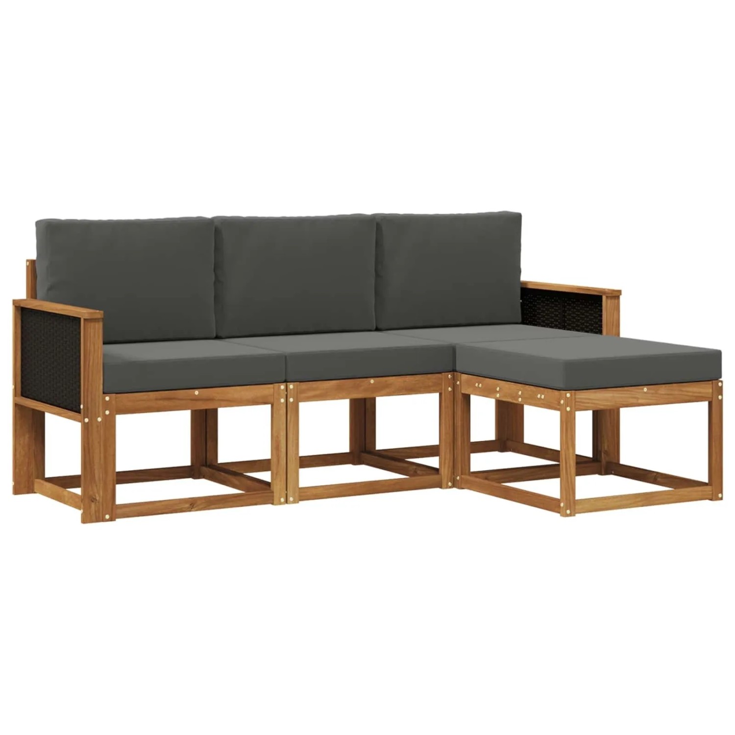 vidaXL Outdoor-Sofagarnitur mit Kissen 4 Stk Natur und Anthrazit 3385103