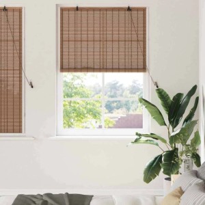 vidaXL Rollo mit Vorhängen Braun 110 x 160 cm Bambus 42006918