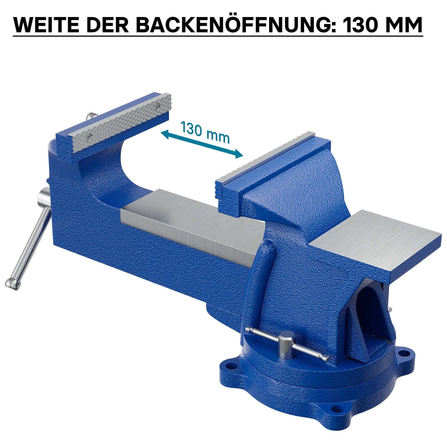 Blauer Wiltec Heavy Duty Schraubstock mit 130 mm Backenöffnung und Amboss für die Werkbank.