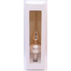 Vitbis Glas-Weihnachtsbaumspitze, 6 cm, Champagner-Matt, mit Sternen Dekor in Box.