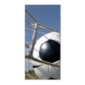 Magnettafel mit Fußball Motiv, 37x78cm. Silberne Magnetwand für Notizen und Fotos.