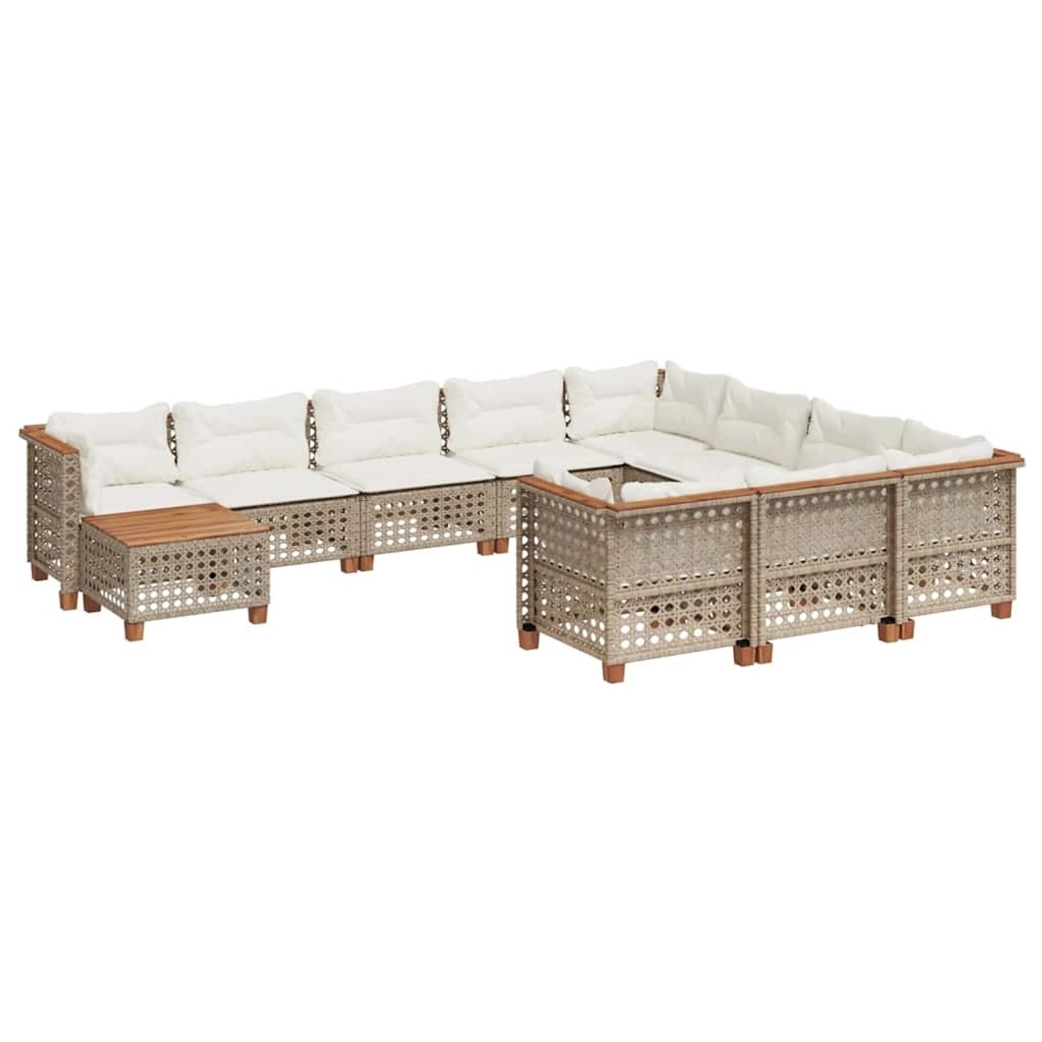 vidaXL 11-Tlg Garten-Sofagarnitur mit Kissen Beige Poly Rattan 3262060 günstig online kaufen