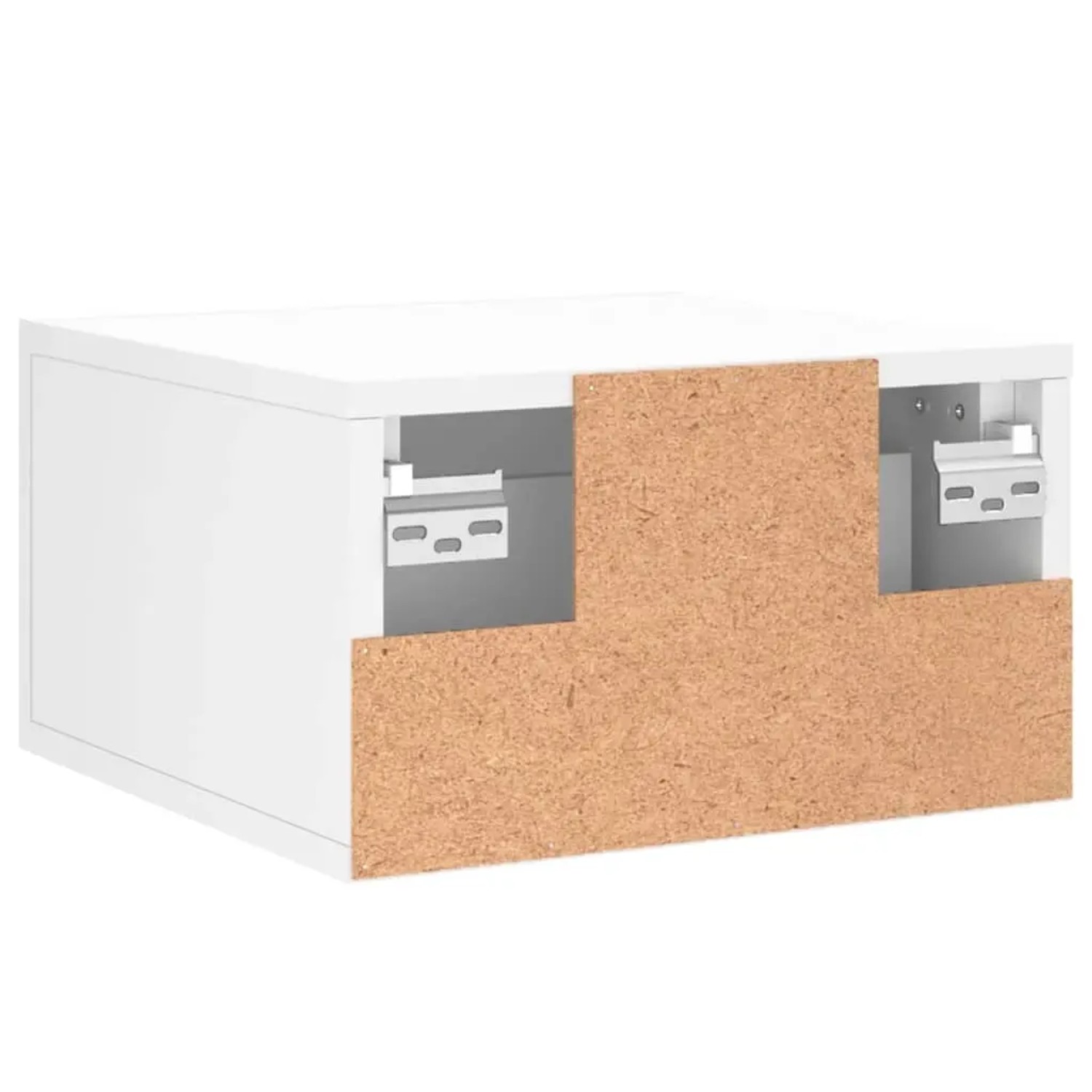 Weißer Wand-Nachttisch (35x35x20 cm) aus Holzwerkstoff, Modell 2.