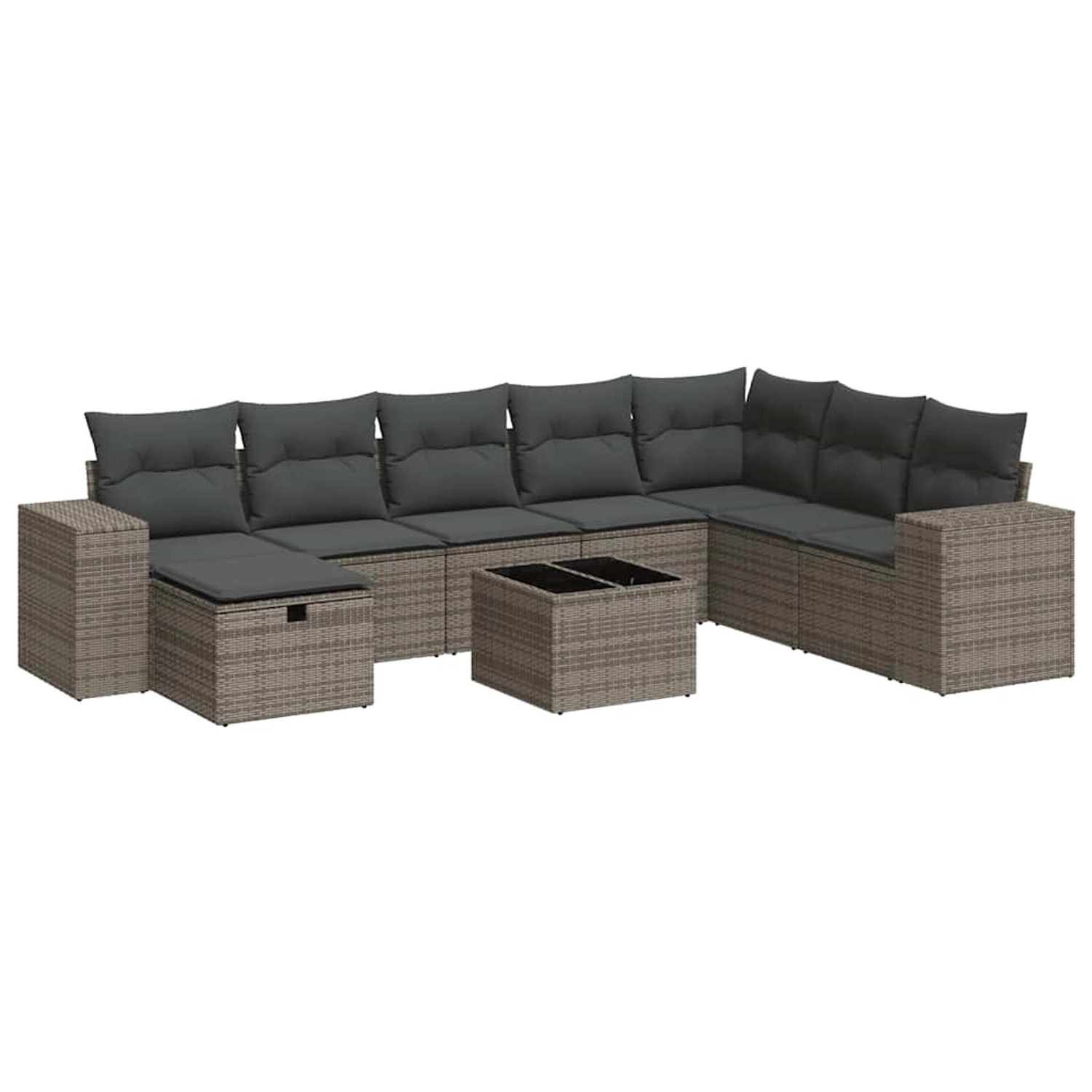 vidaXL 9-Tlg Garten-Sofagarnitur mit Kissen Grau Poly Rattan 3325746 günstig online kaufen