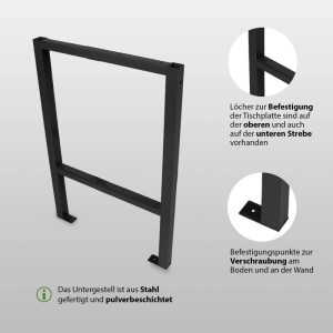 TRUTZHOLM Werktisch Untergestell, Stahl, schwarz, bis 200kg Traglast, Paar.