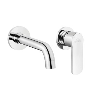 KOLMAN Unterputz Waschtischarmatur in Silber. Moderner Wasserhahn mit separatem Auslauf und Hebelgriff für Badezimmer.