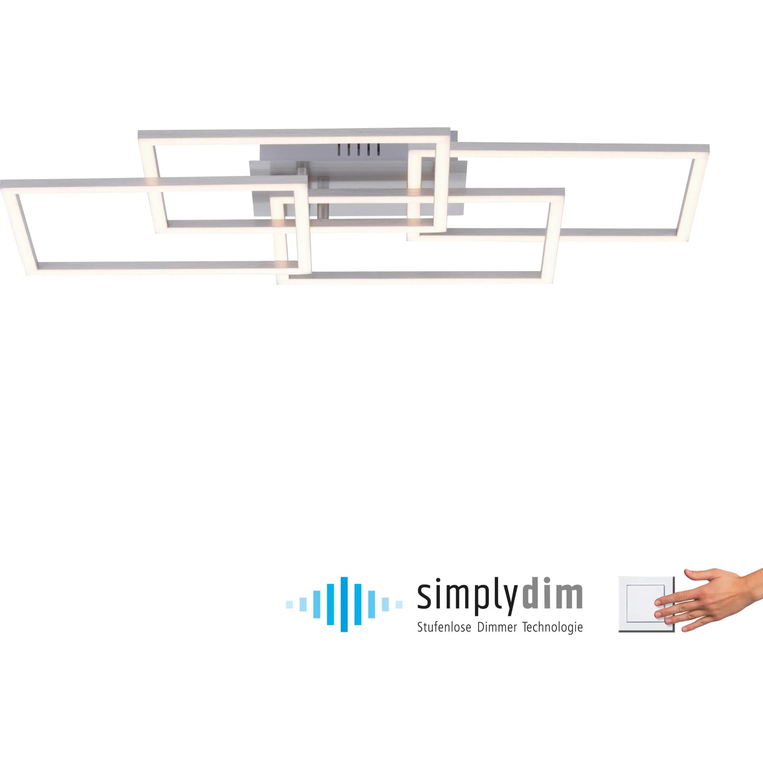Moderne LED-Deckenleuchte Iven von Just Light, Stahl, 70x34,5 cm, warmweißes Licht, dimmbar.
