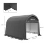 Graues Outsunny Foliengerätehaus 3x3m mit Rolltoren und UV-Schutz.