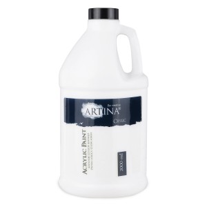 Artina Crylic Acrylfarbe, 2000ml, Titanweiß. Künstlerfarbe in großer Flasche.