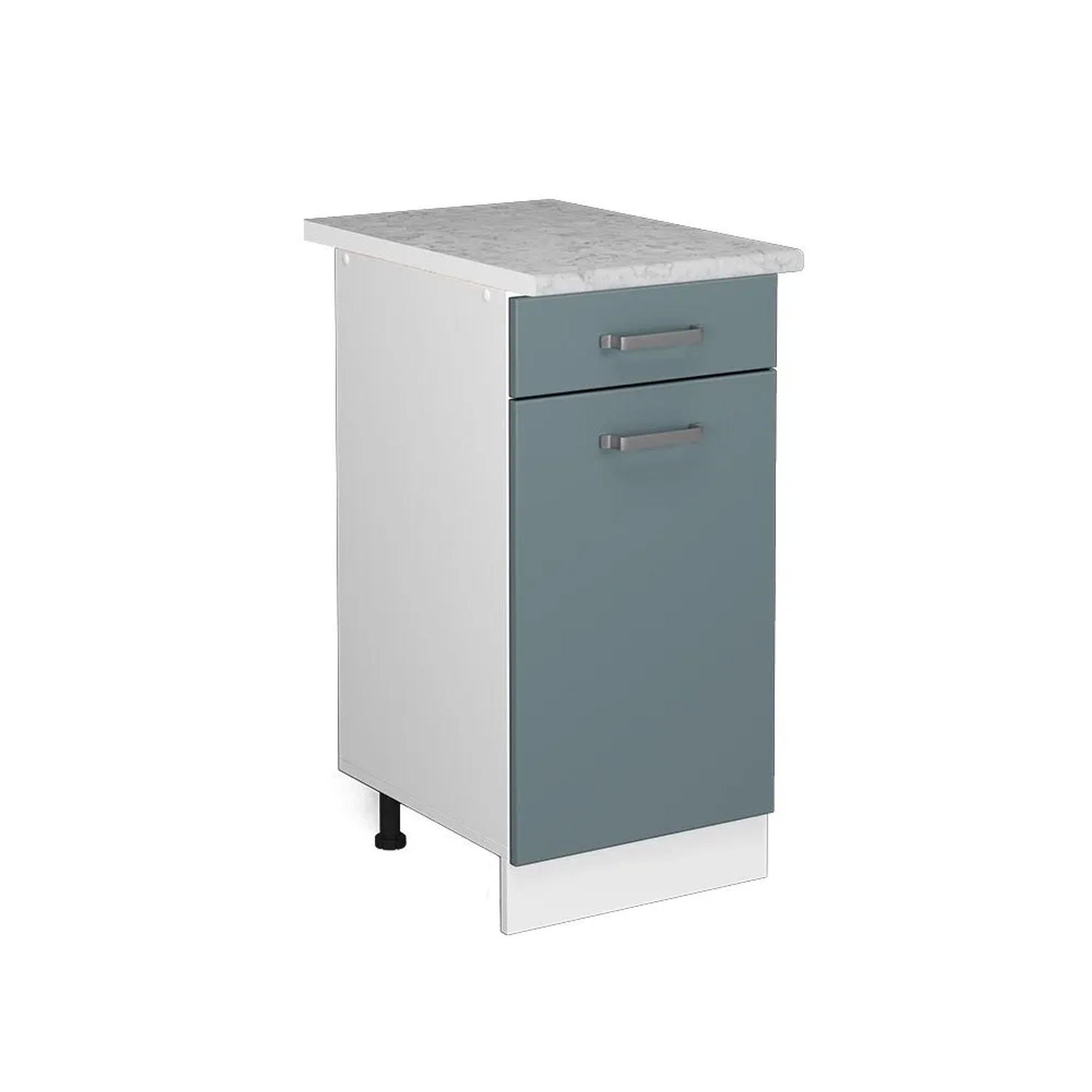 Vicco Küchenunterschrank R-Line Schubladenschrank für die Küche Blau-Grau Weiß 40 cm AP Marmor