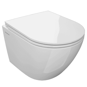 Domberg Wand-WC-Set DB1000 Weiß, randloses Hänge-WC mit Absenkautomatik für mehr Hygiene im Bad.