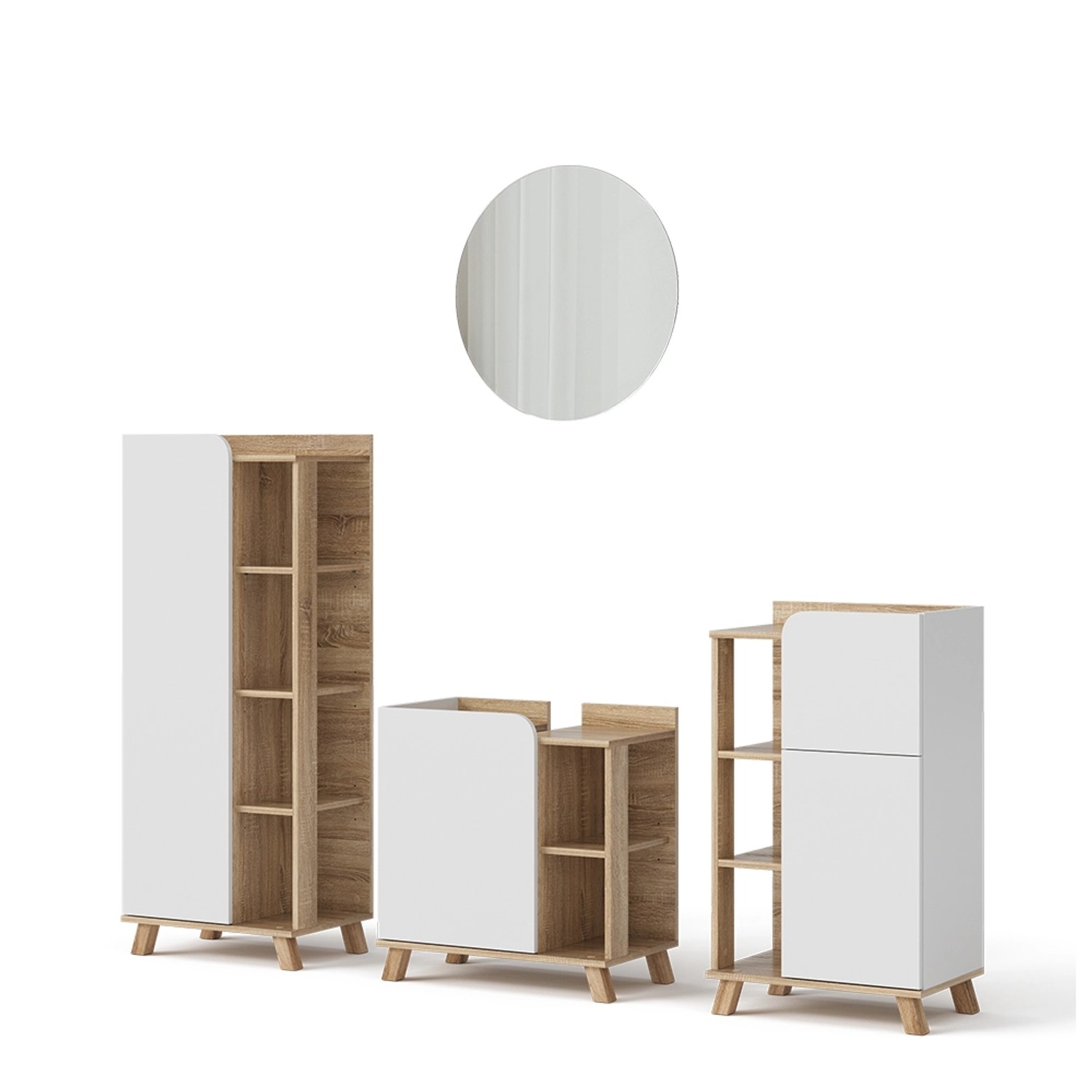 Vicco Badmöbel-Set Karen Sonoma/Weiß 4 Teile Opt 2 günstig online kaufen