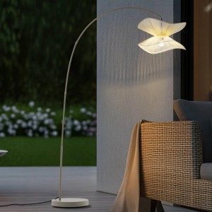 Lindby Bogenleuchte Valdorin Spritzwassergeschützt Modern in Creme aus Textil 1-flammig E27