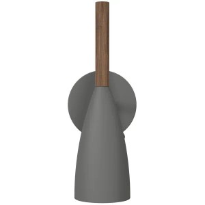Graue Nordlux Wandleuchte Pure aus Metall und Walnussholz. Moderne Lampe für Innenräume.