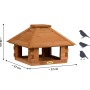 Viereckiges Dobar Blockhaus Vogelhaus aus braunem Kiefernholz mit Holzdach, 37x37x26 cm.