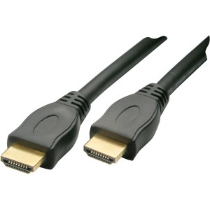 Schwarzes, 2 m langes HDMI-Anschlusskabel mit vergoldeten Kontakten für Audio & Video.