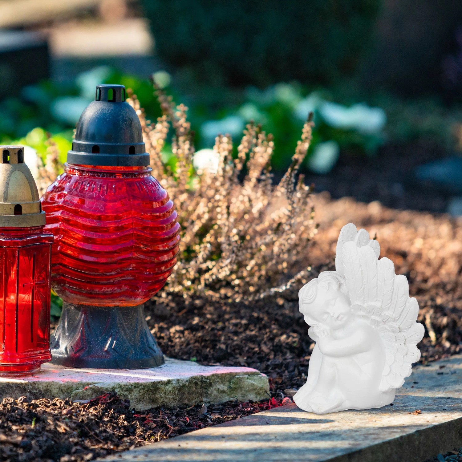 Relaxdays Grabengel 2er Set Polyresin Weiß Frostbeständig UV-Beständig 10 cm x 7,5 cm x 6 cm 6 cm x 12,5 cm x 7,5 cm 0,1 kg_2
