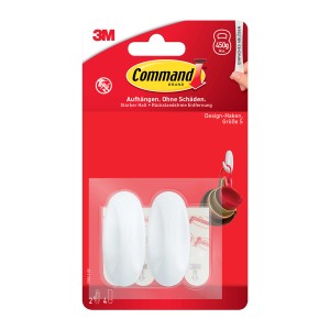 Command Designer-Haken Set, 6 weiße Klebehaken für bis zu 450g, einfache Montage.
