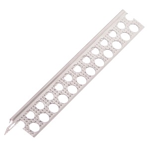 Silbernes Protektor Kantenprofil 9079 aus Aluminium, 50x250cm, mit gelochten Spachtelschenkeln.
