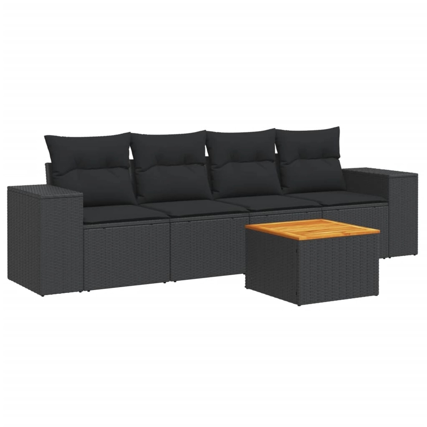 vidaXL 5-tlg Garten-Sofagarnitur mit Kissen Schwarz Poly Rattan Modell 43 günstig online kaufen