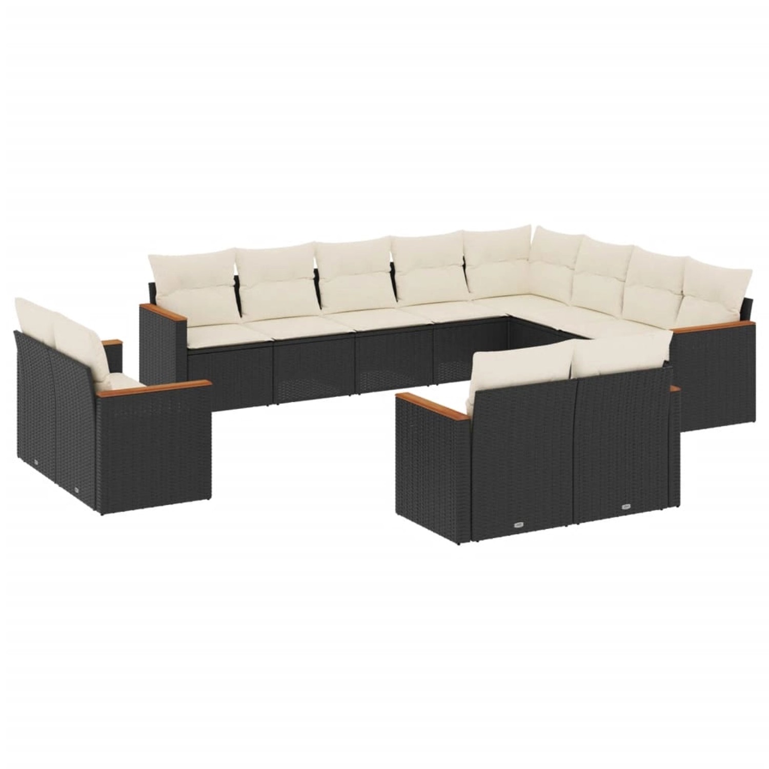 vidaXL 12-tlg Garten-Sofagarnitur mit Kissen Schwarz Poly Rattan Modell 86 günstig online kaufen