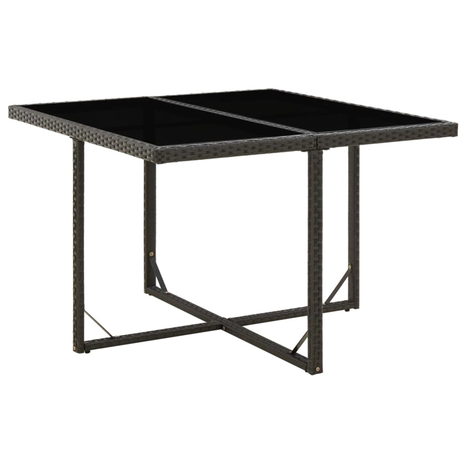 vidaXL Gartentisch Schwarz 109x107x74 cm Poly Rattan und Glas 316764 günstig online kaufen