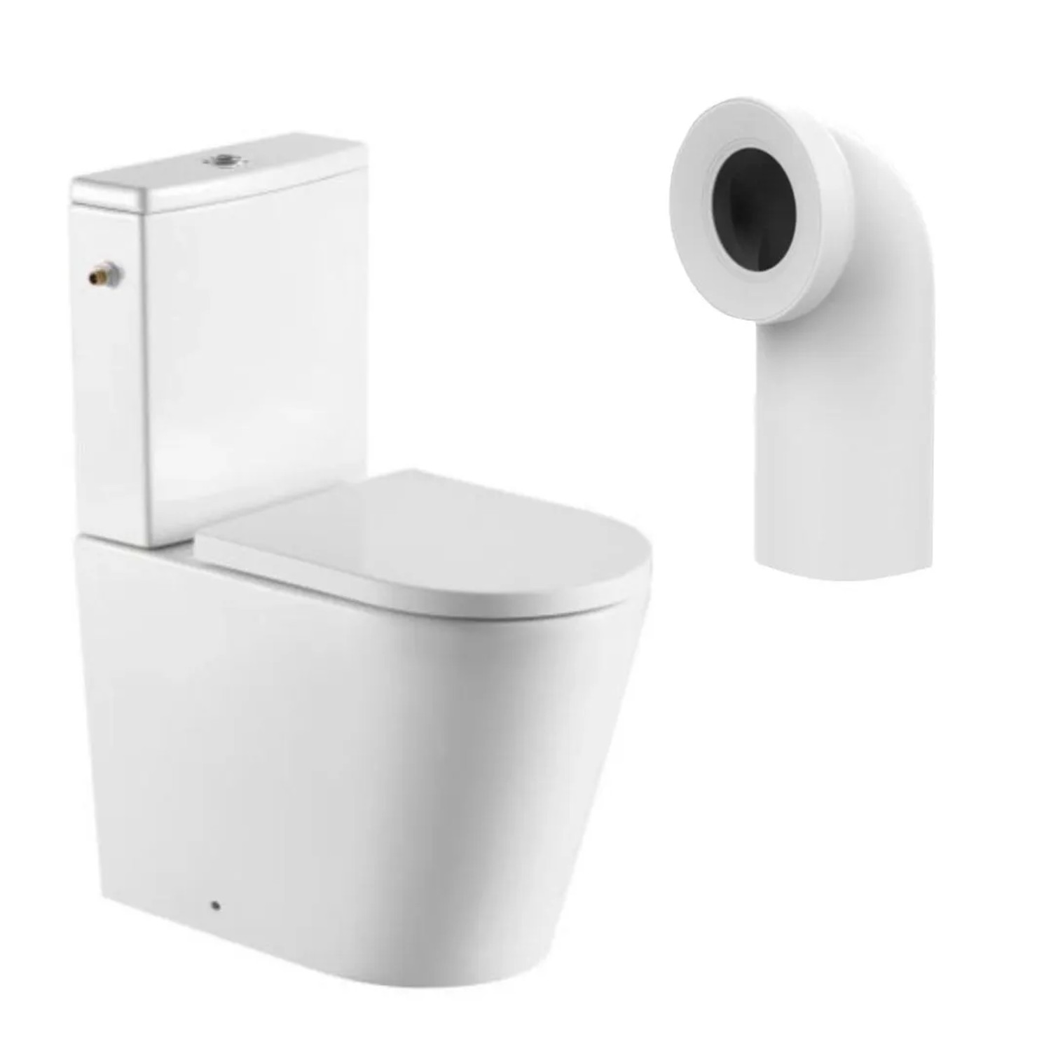 Swiss Aqua Technologies Stand-Kombi-WC Spülrandlos FINE  Wasseranschluss Links/Rechts Inkl. Softclose-Sitz WC-Anschlussbogen 90° Weiß