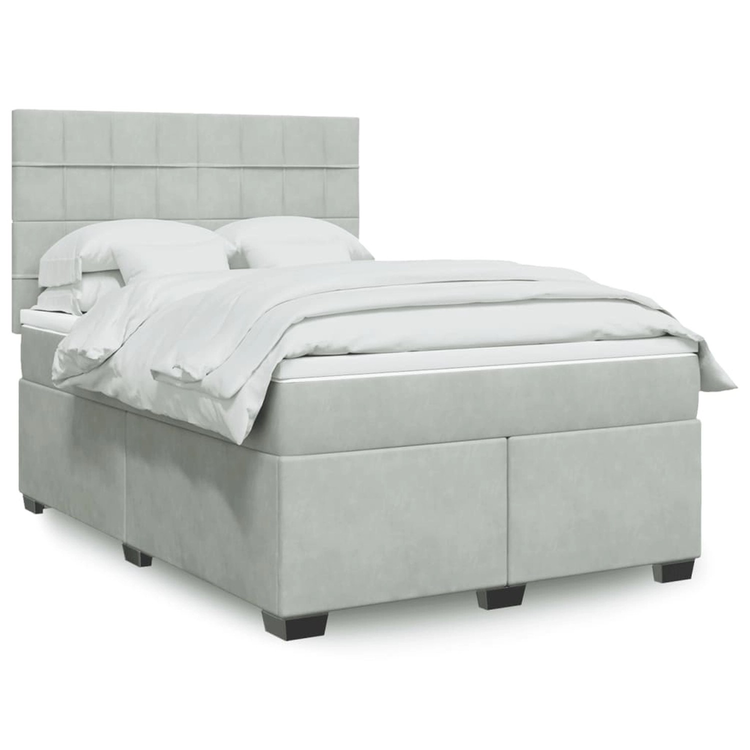 vidaXL Boxspringbett mit Matratze Hellgrau 140x200 cm Samt 3293230 günstig online kaufen