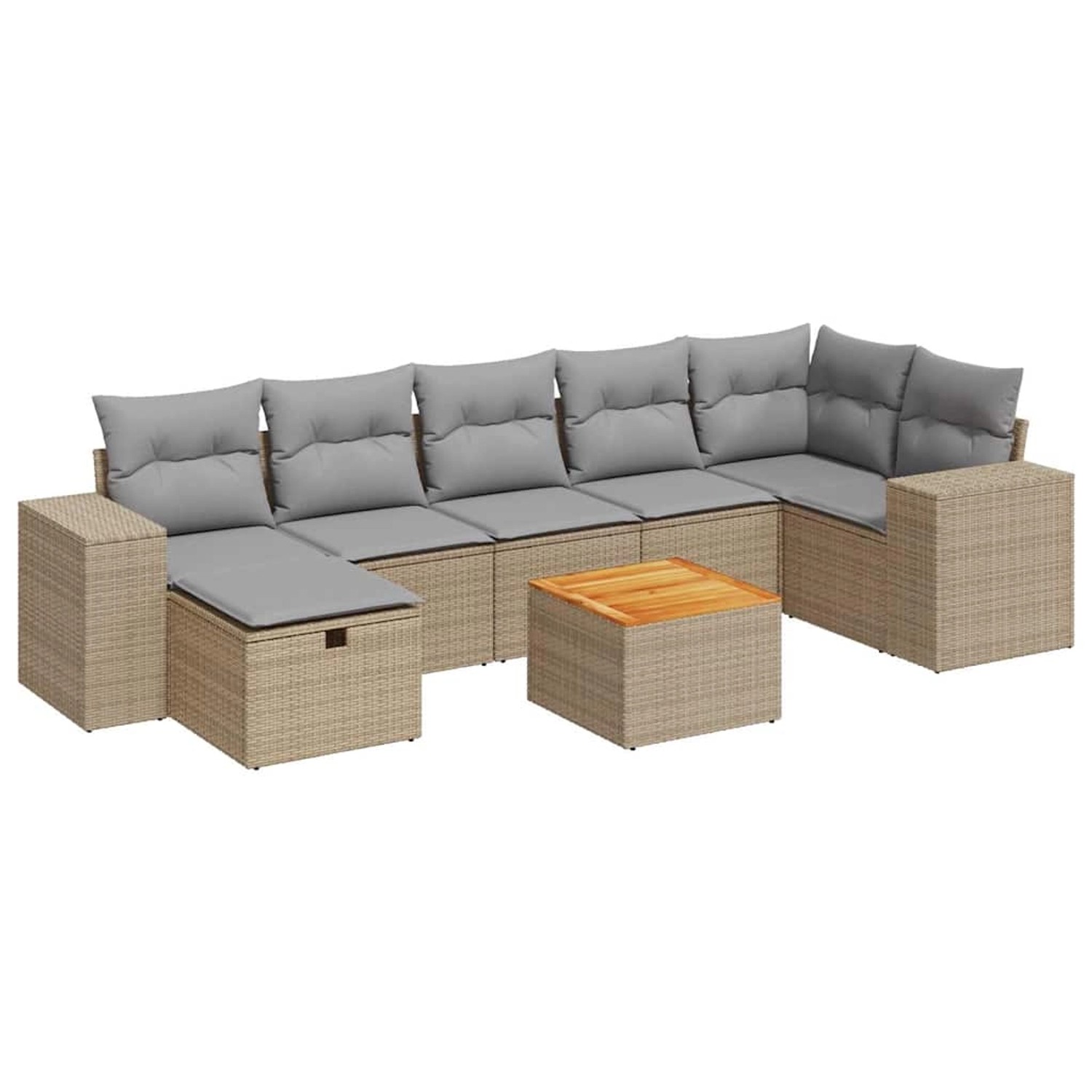 vidaXL 8-Tlg Garten-Sofagarnitur mit Kissen Beige Poly Rattan 3325881 günstig online kaufen