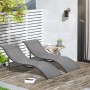 Outsunny Sonnenliegen 2er-Set, ergonomisch geformt, dunkelgrau. Gartenliegen für entspannte Stunden im Freien.