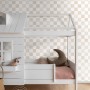 ESTAhome Vliestapete mit beigem und weißem Karomuster. Dekorative Tapete für stilvolle Wände im Kinderzimmer.