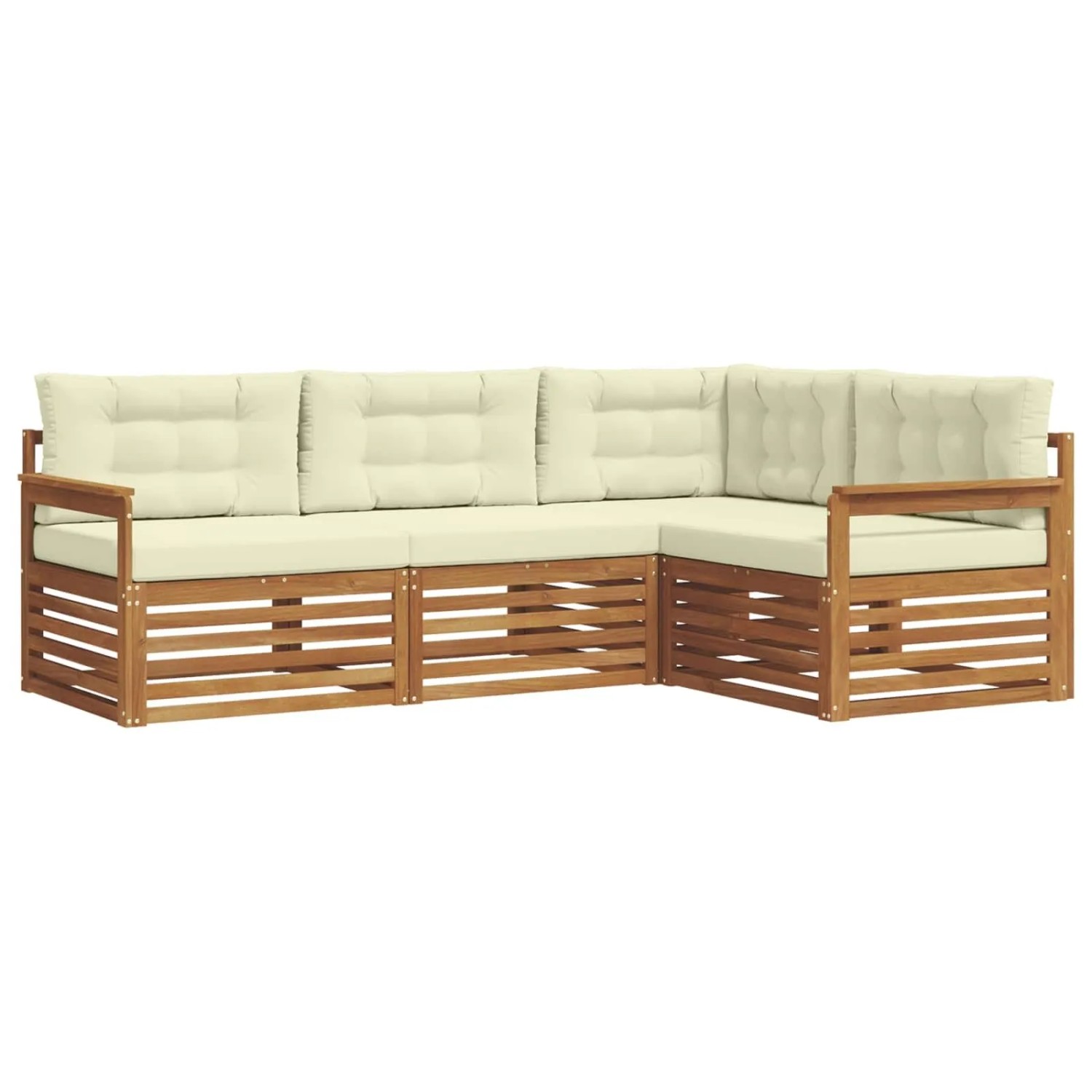 vidaXL Outdoor-Sofagarnitur mit Kissen 4-Tlg Natur und Creme 3373365