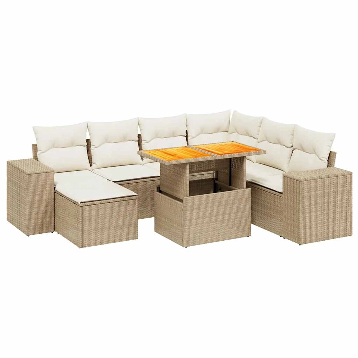vidaXL 8-Tlg Garten-Sofagarnitur mit Kissen Beige Poly Rattan 3275942 günstig online kaufen