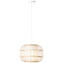 Weiße Brilliant Pendelleuchte Bones, Ø 40 cm, mit Bambus-Details. Ideal als Hängelampe.