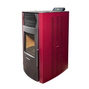 Roter SCHENGER Pelletofen HP51 mit Display, 8,8kW, A+, WIFI, ECO, TIMER.